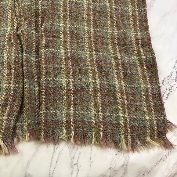 Boyne Valley Weavers Poncho Sweater Shawl One Size Green Purple Plaid Layered - Picture 4 of 14